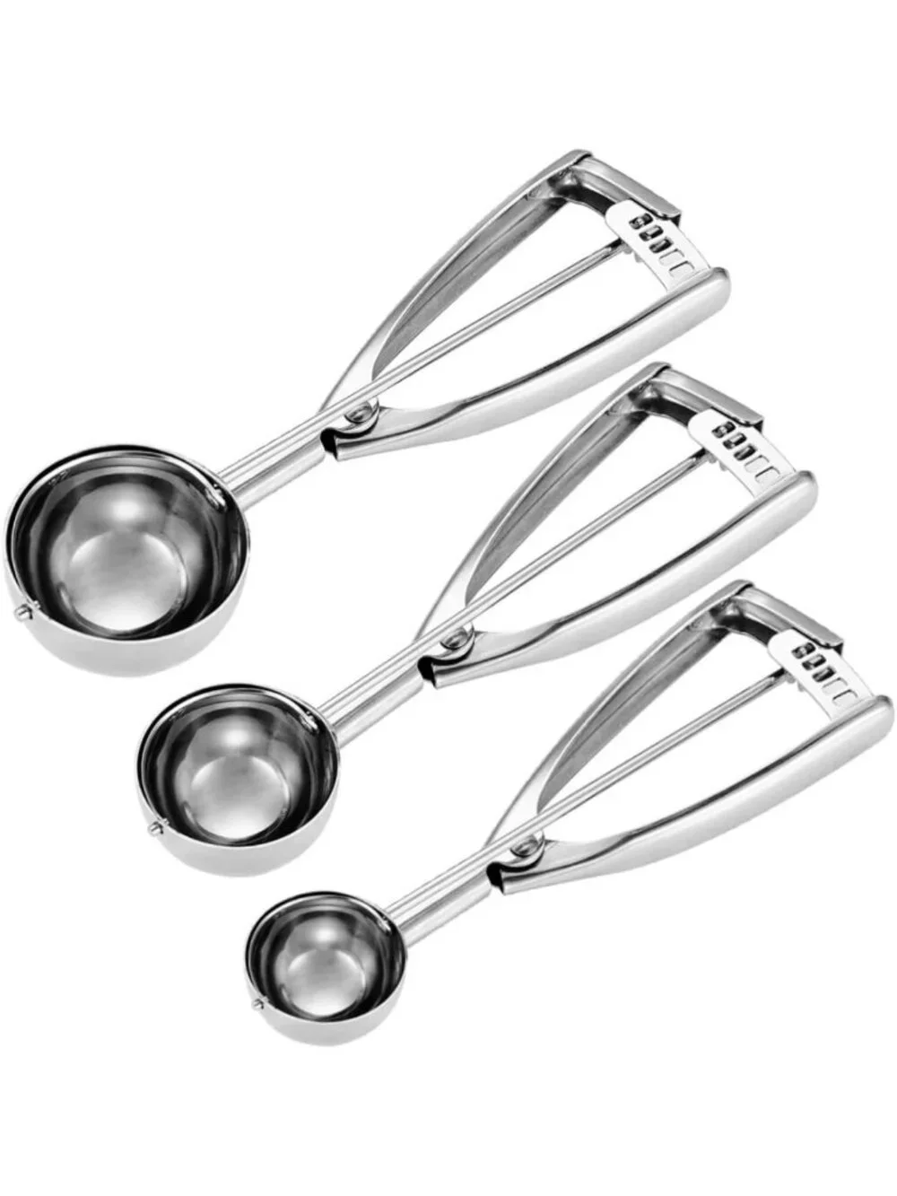 Versatile Cookie Scoop Set - 3 Sizes for Baking, Heavy-Duty Stainless Steel, Ice